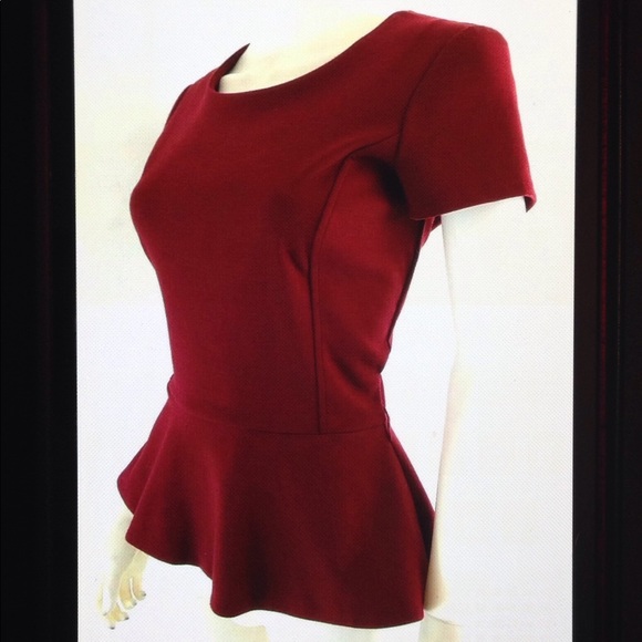 New York & Co Peplum Cap Sleeve Zip Back Lined Top - Picture 3 of 8